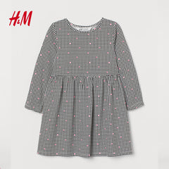 H&M PINK DOTTED PATTERNED JERSEY DRESS