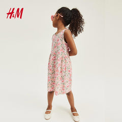 H&M PINK FLORAL PRINTED COTTON DRESS