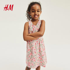 H&M PINK FLORAL PRINTED COTTON DRESS