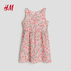 H&M PINK FLORAL PRINTED COTTON DRESS