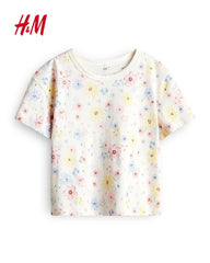 H&M PINK FLORAL PRINTED T-SHIRT