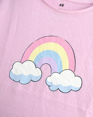 H&M PINK RAINBOW PRINTED TOP