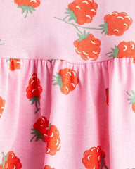 H&M PINK RASPBERRIES PRINTED DRESS