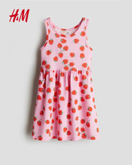H&M PINK RASPBERRIES PRINTED DRESS