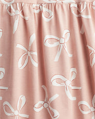 H&M POWDER PINK BOWS PRINTED COTTON DRESS