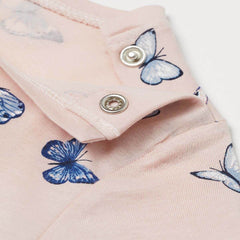 HM POWDER PINK BUTTERFLIES PRINTED T-SHIRT