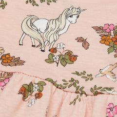 H&M POWDER PINK FOREST ANIMALS PRINTED JERSEY DRESS