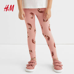 H&M POWDER PINK HORSES PRINTED LEGGING