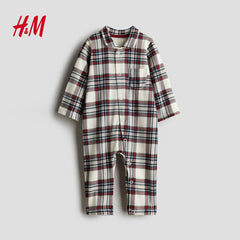 H&M RED CHECKED COLLARED SLEEPSUIT