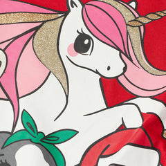 H&M RED CHRISTMAS GANG PRINTED COTTON JERSEY DRESS