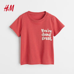 H&M RED DOING GREAT PRINTED T-SHIRT