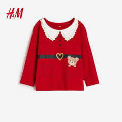 H&M RED PRINTED JERSEY TOP