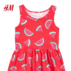H&M WATERMELON PATTERENED JESRSEY DRESS