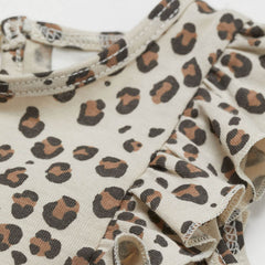 H&M SLEEVELESS LEOPARDS PRINTED FLOUNCE TRIMMED JERSEY DRESS
