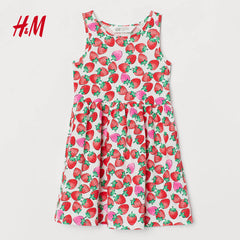 H&M STRAWBERRIES PATTERNED JERSEY DRESS