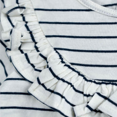 H&M STRIPED FLOUNCE TRIMMED COTTON DRESS