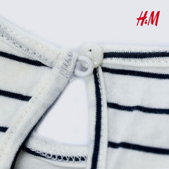 H&M STRIPED FLOUNCE TRIMMED COTTON DRESS