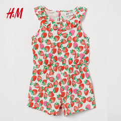 H&M White Strawberries Patterned Romper