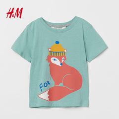 H&M TURQUOISE FOX PRINTED T-SHIRT FOR BOYS