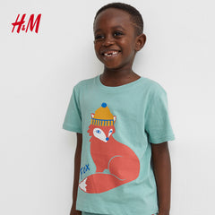 H&M TURQUOISE FOX PRINTED T-SHIRT FOR BOYS