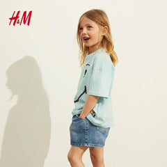 H&M TURQUOISE SMILEY WORLD T-SHIRT