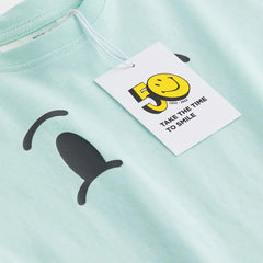 H&M TURQUOISE SMILEY WORLD T-SHIRT