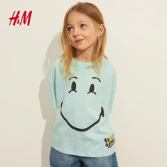 H&M TURQUOISE SMILEY WORLD T-SHIRT