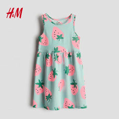 H&M TURQUOISE STRAWBERRIES PRINTED DRESS