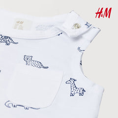 H&M WHITE ANIMALS PRINTED VEST TOP