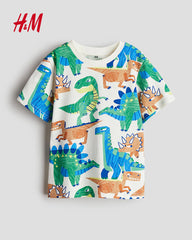 H&M WHITE DINOSAURUS PRINTED T-SHIRT