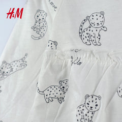H&M WHITE DRESS WITH LEOPARD PRINTS