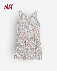 H&M WHITE FLORAL JERSEY COTTON DRESS