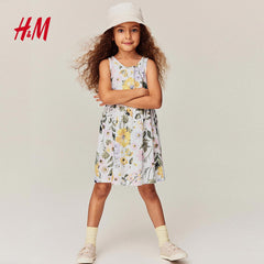 H&M WHITE FLORAL PATTERNED COTTON DRESS