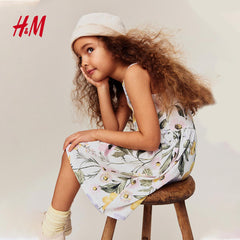 H&M WHITE FLORAL PATTERNED COTTON DRESS