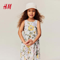 H&M WHITE FLORAL PATTERNED COTTON DRESS