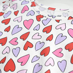 H&M WHITE HEARTS PRINTED LONG SLEEVE T-SHIRT