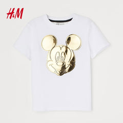 H&M WHITE MICKEY MOUSE MOTIF T-SHIRT