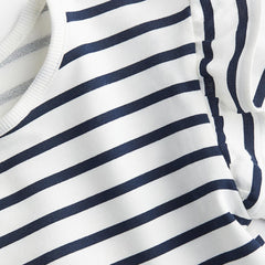 H&M WHITE STRIPED FLOUNCE TRIMMED SWEATSHIRT
