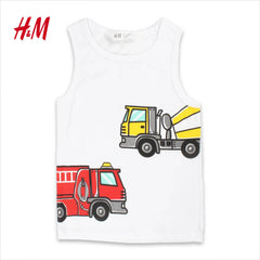 H&M WHITE VEHICLES PRINTED VEST TOP