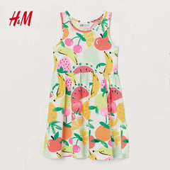 H&M WHITE FRUITS PATTERNED DRESS