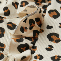 H&M White Leopard Print Frill Trimmed Jersey Dress