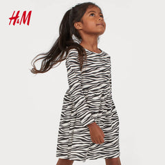 H&M White Zebra Printed Patterned Jersey Dress