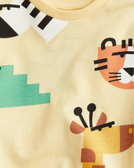 H&M YELLOW ANIMAL PRINTED T-SHIRT