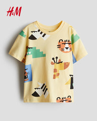H&M YELLOW ANIMAL PRINTED T-SHIRT