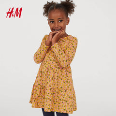 H&M YELLOW FLORAL COTTON JERSEY DRESS 2020