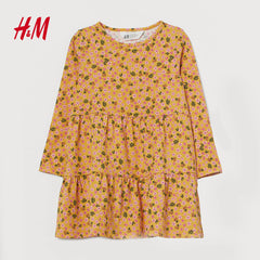 H&M YELLOW FLORAL COTTON JERSEY DRESS 2020