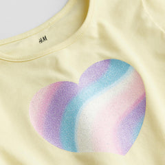 H&M YELLOW HEART LONG SLEEVE T-SHIRT