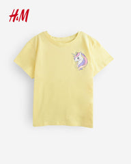 H&M YELLOW UNICORN PRINTED T-SHIRT