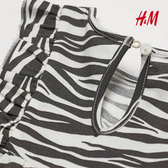 H&M ZEBRA PRINTED FLOUNCE TRIMMED JERSEY DRESS