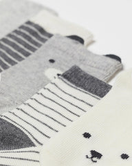 H&M BABY 5 PACK COTTON SOCKS - GREY & WHITE BEAR